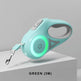 Green 3M LED illuminated automatic pet leash