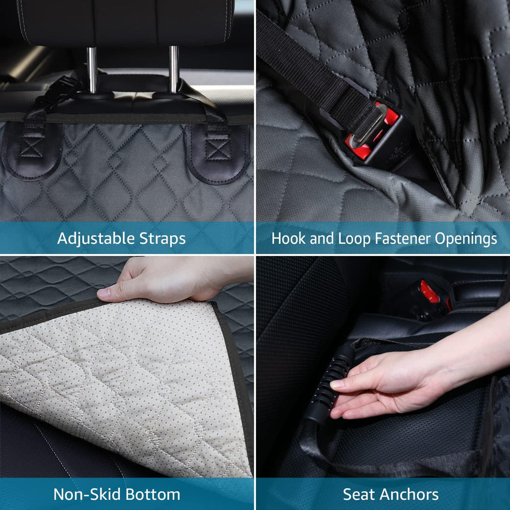Protective dog car seat cover with Adjustable Straps, Hook and Loop, and seat anchors