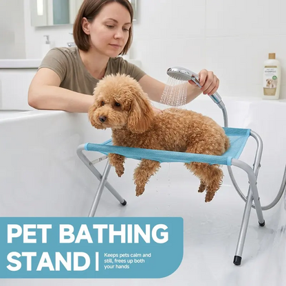 Ikeepet Multi-Functional Dog Grooming Hammock, Stable Frame and Quick-Dry Net, Foldable Pet Grooming Hammock for Trimming, Bathing, Brushing, Cats and Small Dogs