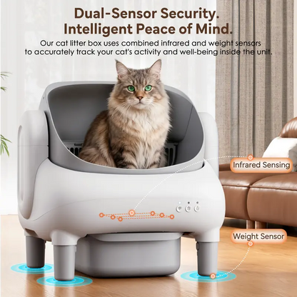Automatic Litter Box for Multi-Cat Homes - Open-Top Self-Cleaner, APP Control, 2.4G WiFi Only, Double-Layered Detection Safety Sensors, Odor Lock,