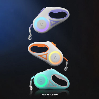 LED illuminated automatic pet leash