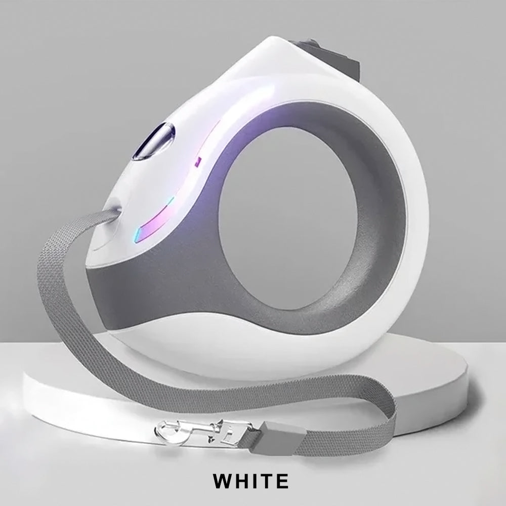 White Ring-Shaped Automatic Retractable Leash With Breathing Light