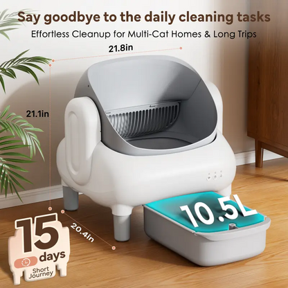 Automatic Litter Box for Multi-Cat Homes - Open-Top Self-Cleaner, APP Control, 2.4G WiFi Only, Double-Layered Detection Safety Sensors, Odor Lock,