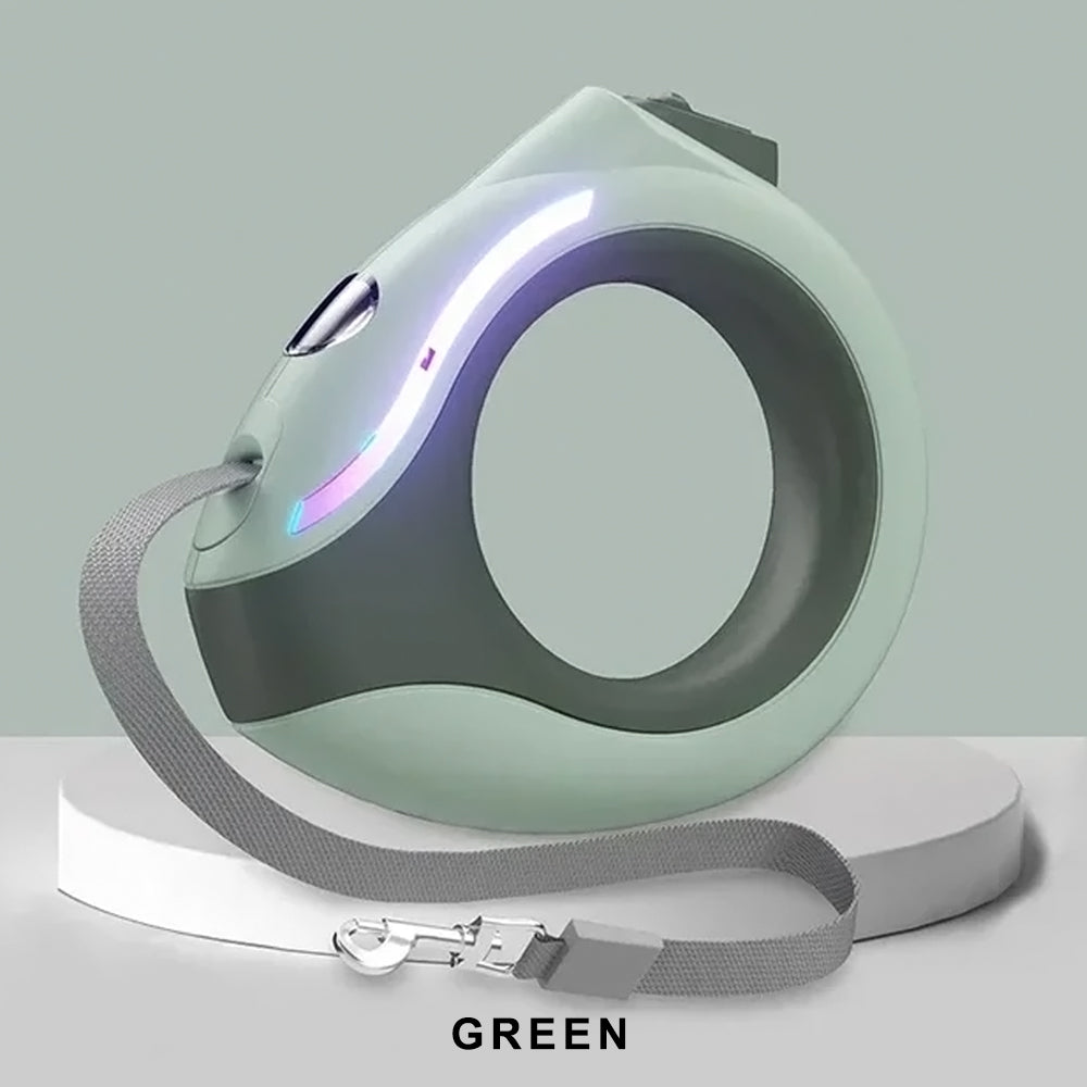 Green Ring-Shaped Automatic Retractable Leash With Breathing Light