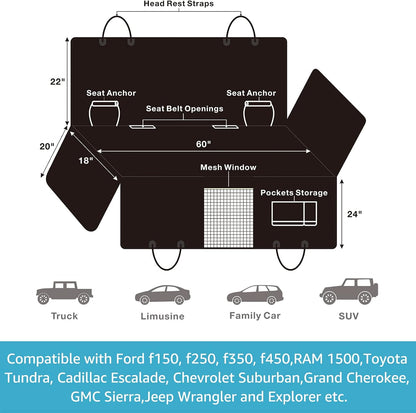 Dog Car Seat Cover for Truck, Limusine, Family Car, and SUVs